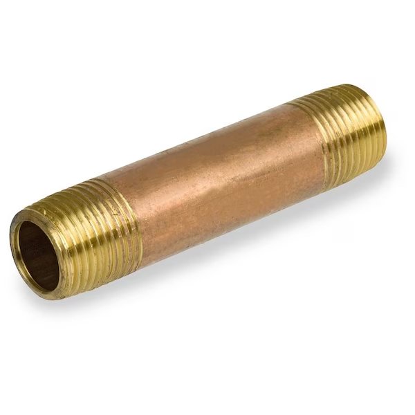 Pipe Nipple - Brass - Schedule 40 - Seamless - Threaded on Both Ends - 2-1/2 NPT Male - 4 Long, Usa Industrials, Mfr#: ZUSA-PF-18895